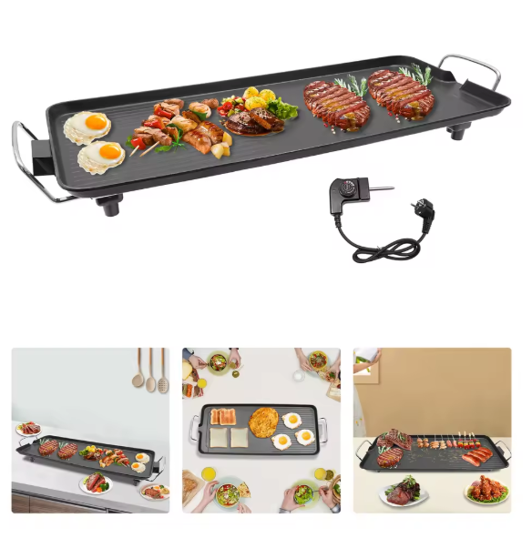 Elektrische BBQ Grill – Tafelbarbecue met Anti-aanbak Grillplaat voor Binnen en Outdoor