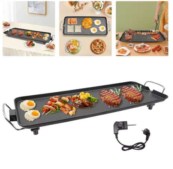 Elektrische BBQ Grill – Tafelbarbecue met Anti-aanbak Grillplaat voor Binnen en Outdoor