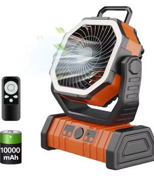 Draagbare Camping Ventilator met Lamp – USB Oplaadbare Tent Fan 20000mAh met Haak en Rotatie