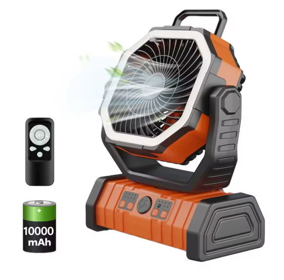 Draagbare Camping Ventilator met Lamp – USB Oplaadbare Tent Fan 20000mAh met Haak en Rotatie