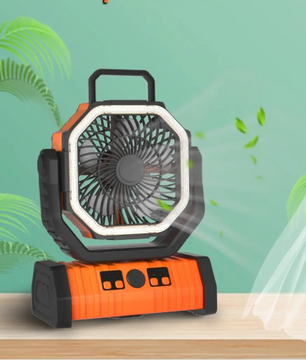 Draagbare Camping Ventilator met Lamp – USB Oplaadbare Tent Fan 20000mAh met Haak en Rotatie