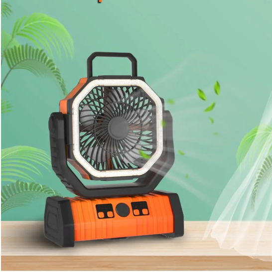 Draagbare Camping Ventilator met Lamp – USB Oplaadbare Tent Fan 20000mAh met Haak en Rotatie