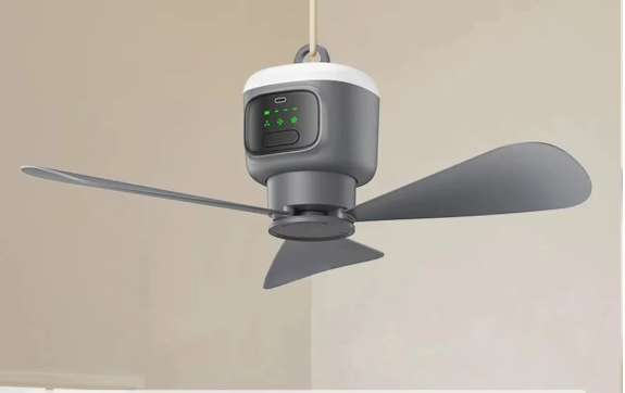 Camping Plafond Ventilator 12000mAh – Draagbare Tent Fan met LED Lamp en Afstandsbediening