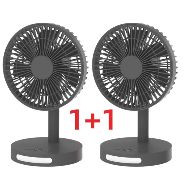 Draagbare USB Ventilator 3600mAh – Stille Bureau Ventilator met 5 Snelheden en Nachtlamp