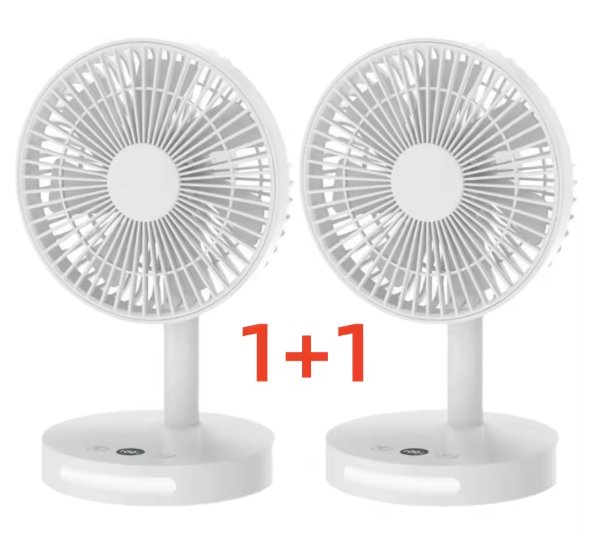 Draagbare USB Ventilator 3600mAh – Stille Bureau Ventilator met 5 Snelheden en Nachtlamp