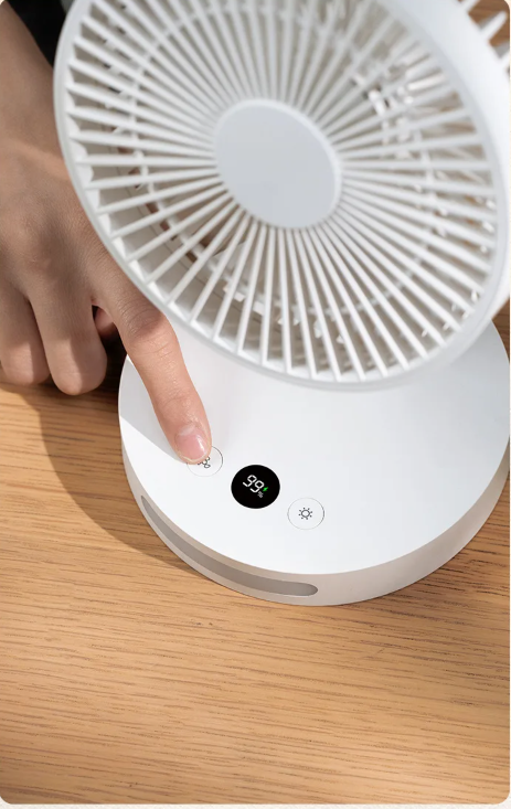 Draagbare USB Ventilator 3600mAh – Stille Bureau Ventilator met 5 Snelheden en Nachtlamp