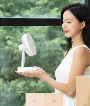 Draagbare USB Ventilator 3600mAh – Stille Bureau Ventilator met 5 Snelheden en Nachtlamp