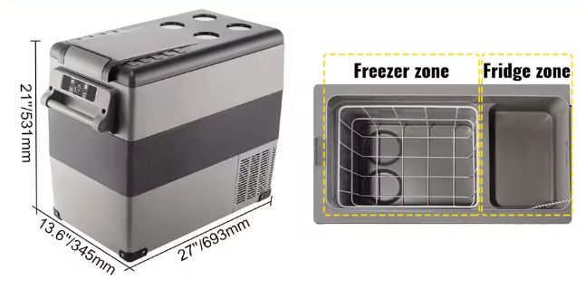 Auto Koelbox 55L – Compressor Koelkast met Vriesfunctie 12V/220V voor Camping en Reizen