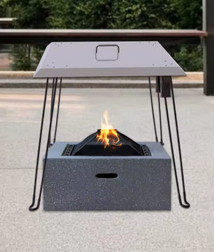 Fire Pit Heat Deflector 61 cm – RVS Warmteverdeler met Handvat voor Vuurkorf en Buitenhaard