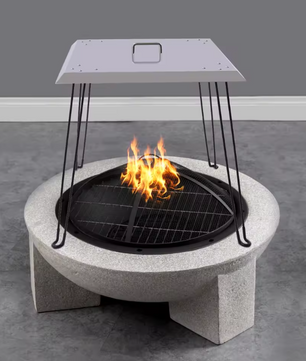 Fire Pit Heat Deflector 61 cm – RVS Warmteverdeler met Handvat voor Vuurkorf en Buitenhaard