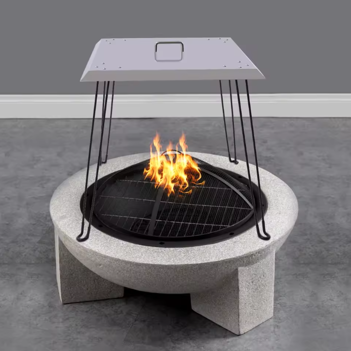 Fire Pit Heat Deflector 61 cm – RVS Warmteverdeler met Handvat voor Vuurkorf en Buitenhaard