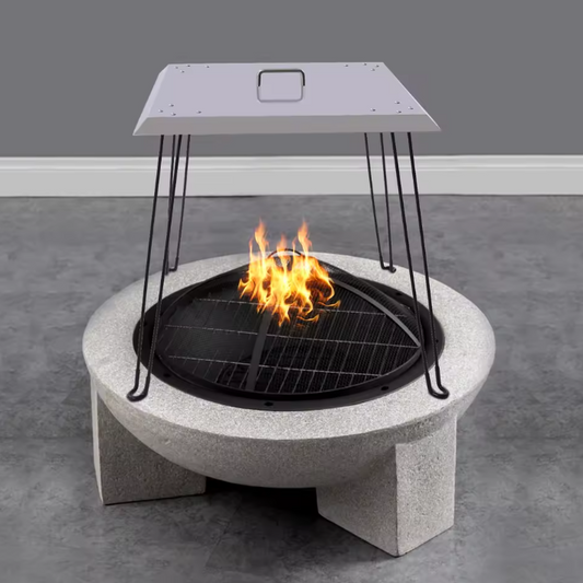 Fire Pit Heat Deflector 61 cm – RVS Warmteverdeler met Handvat voor Vuurkorf en Buitenhaard