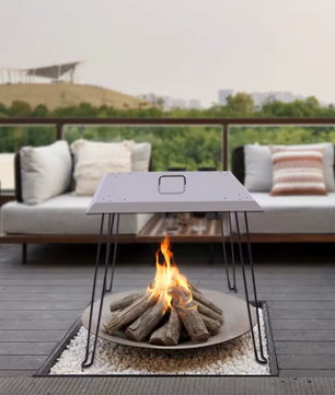 Fire Pit Heat Deflector 61 cm – RVS Warmteverdeler met Handvat voor Vuurkorf en Buitenhaard