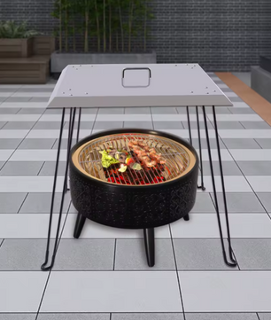 Fire Pit Heat Deflector 61 cm – RVS Warmteverdeler met Handvat voor Vuurkorf en Buitenhaard