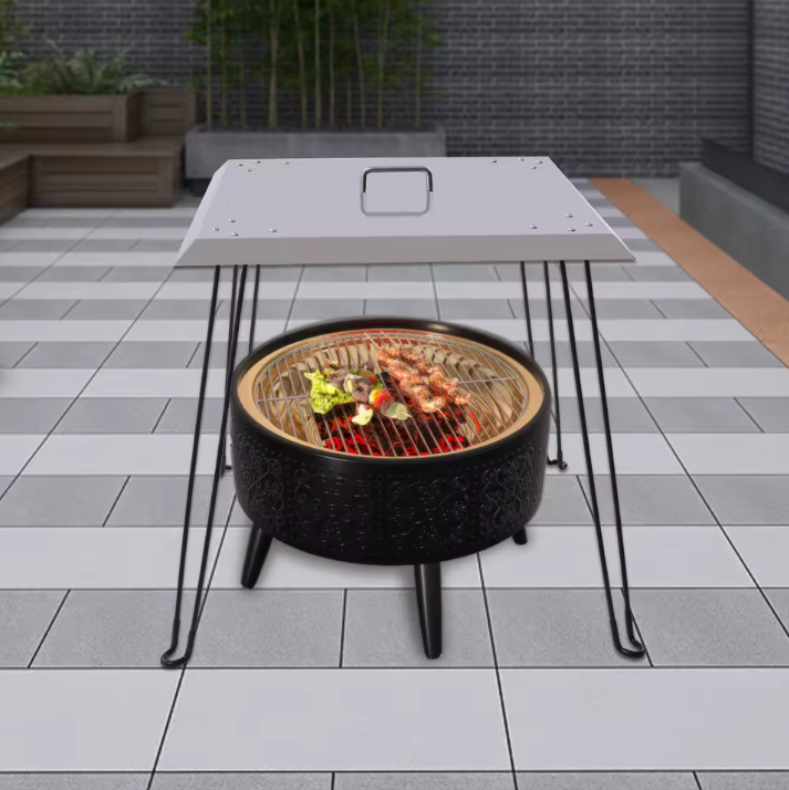 Fire Pit Heat Deflector 61 cm – RVS Warmteverdeler met Handvat voor Vuurkorf en Buitenhaard