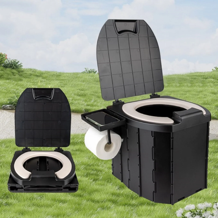 Opvouwbaar Camping Toilet – Draagbaar Reistoilet met Zachte Zitting en Anti-Geursysteem