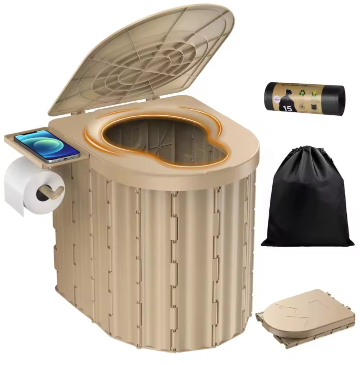 Opvouwbaar Camping Toilet – Compact Draagbaar Reistoilet met Zitting en Afvalzakken