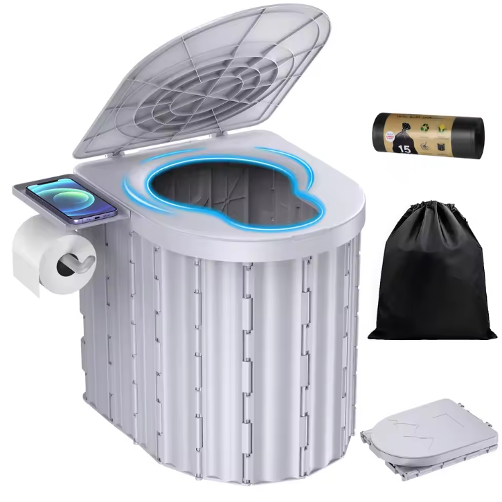 Opvouwbaar Camping Toilet – Compact Draagbaar Reistoilet met Zitting en Afvalzakken