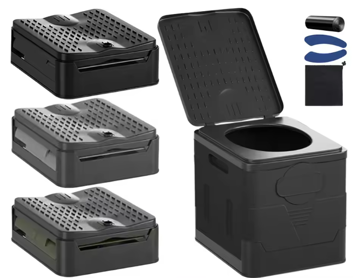Opvouwbaar Camping Toilet – Draagbaar Auto Toilet met Afvalzakken en Opbergfunctie