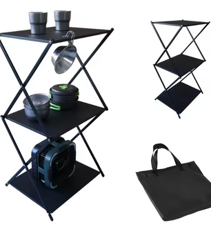 Opvouwbaar Camping Rek 3 Laags – Draagbare Opbergkast voor BBQ, Picknick en Outdoor
