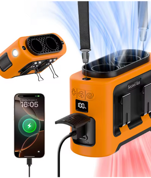 Draagbare Taille Ventilator – 5-in-1 Clip Fan met Powerbank, Zaklamp en Turbo Koeling