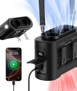 Draagbare Taille Ventilator – 5-in-1 Clip Fan met Powerbank, Zaklamp en Turbo Koeling