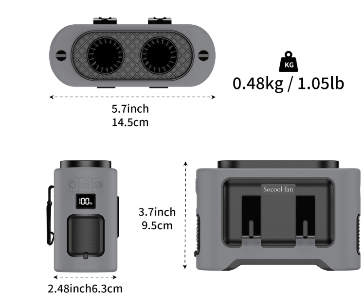Draagbare Taille Ventilator – 5-in-1 Clip Fan met Powerbank, Zaklamp en Turbo Koeling