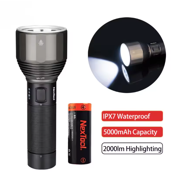 Krachtige LED Zaklamp 2000 Lumen – Oplaadbare Waterdichte Torch met 5 Modi voor Outdoor en Noodgebruik
