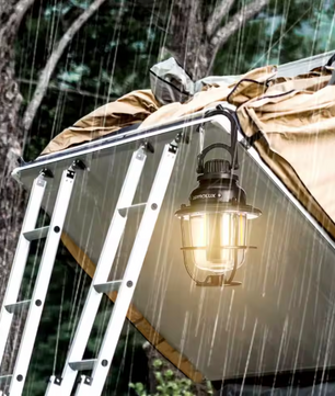 Dimbare LED Camping Lamp – Retro Tentlamp met USB-C Opladen en Warm/Koud Licht