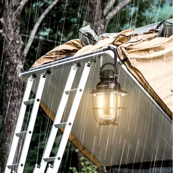 Dimbare LED Camping Lamp – Retro Tentlamp met USB-C Opladen en Warm/Koud Licht