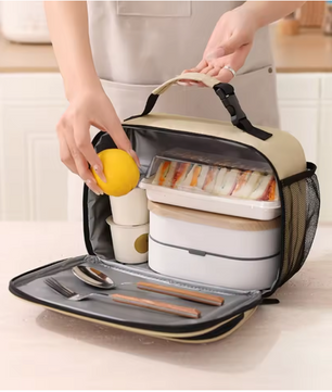 Geïsoleerde Lunch Tas – Compacte Bento Koeltas met Aluminium Binnenlaag voor Werk en School