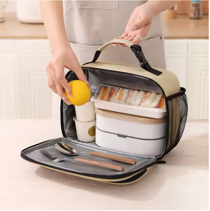 Geïsoleerde Lunch Tas – Compacte Bento Koeltas met Aluminium Binnenlaag voor Werk en School