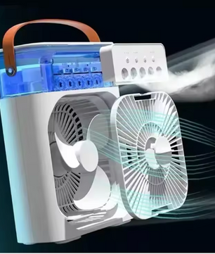 Draagbare Aircooler Ventilator – 3-in-1 Luchtkoeler, Luchtbevochtiger en Mist Fan met LED Verlichting