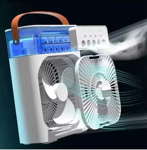 Draagbare Aircooler Ventilator – 3-in-1 Luchtkoeler, Luchtbevochtiger en Mist Fan met LED Verlichting