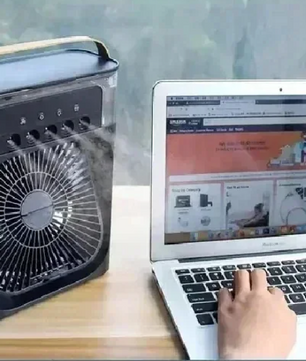 Draagbare Aircooler Ventilator – 3-in-1 Luchtkoeler, Luchtbevochtiger en Mist Fan met LED Verlichting