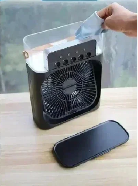 Draagbare Aircooler Ventilator – 3-in-1 Luchtkoeler, Luchtbevochtiger en Mist Fan met LED Verlichting