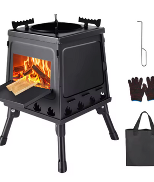 Opvouwbaar Camping Kooktoestel – Houtgestookte Stove van Carbon Staal met Draagtas voor Outdoor