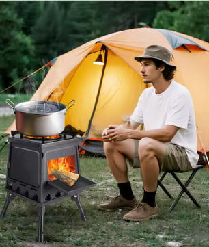 Opvouwbaar Camping Kooktoestel – Houtgestookte Stove van Carbon Staal met Draagtas voor Outdoor