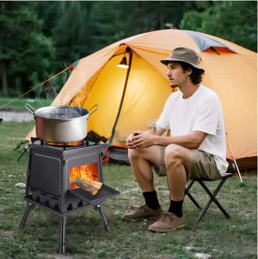 Opvouwbaar Camping Kooktoestel – Houtgestookte Stove van Carbon Staal met Draagtas voor Outdoor