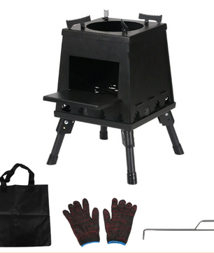 Opvouwbaar Camping Kooktoestel – Houtgestookte Stove van Carbon Staal met Draagtas voor Outdoor