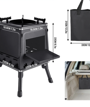 Opvouwbaar Camping Kooktoestel – Houtgestookte Stove van Carbon Staal met Draagtas voor Outdoor
