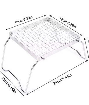 Opvouwbaar BBQ Grill Rek – RVS Mini Barbecue Stand voor Camping en Outdoor