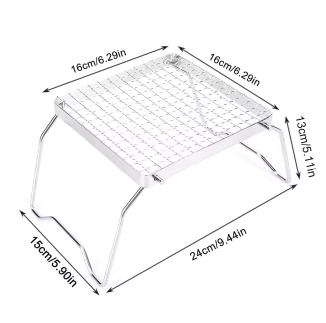 Opvouwbaar BBQ Grill Rek – RVS Mini Barbecue Stand voor Camping en Outdoor
