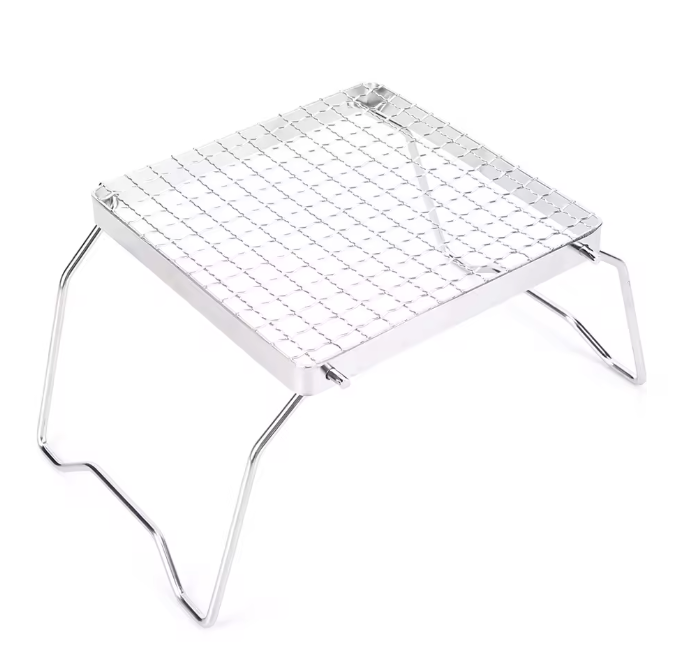 Opvouwbaar BBQ Grill Rek – RVS Mini Barbecue Stand voor Camping en Outdoor