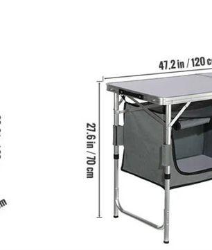 Opvouwbare Camping Keukentafel – Verstelbare Outdoor Kooktafel met Opbergruimte voor BBQ en Picknick