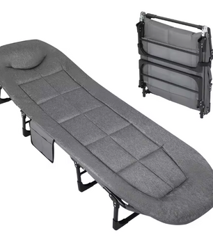 Opvouwbaar Camping Bed – Draagbare Veldbed met Matras en Kussen voor Outdoor en Indoor