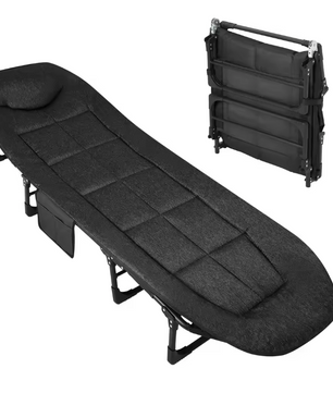Opvouwbaar Camping Bed – Draagbare Veldbed met Matras en Kussen voor Outdoor en Indoor