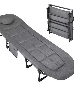 Opvouwbaar Camping Bed – Draagbare Veldbed met Matras en Kussen voor Outdoor en Indoor