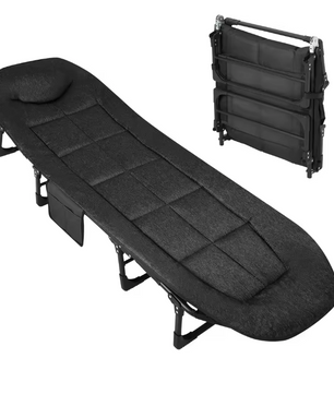 Opvouwbaar Camping Bed – Draagbare Veldbed met Matras en Kussen voor Outdoor en Indoor