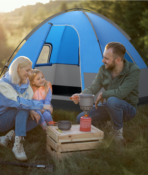 3-Persoons Camping Tent – Waterdichte Koepeltent met Regenhoes en Grondzeil